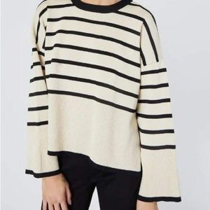 NWT Oak + Fort Striped Cashmere Sweater